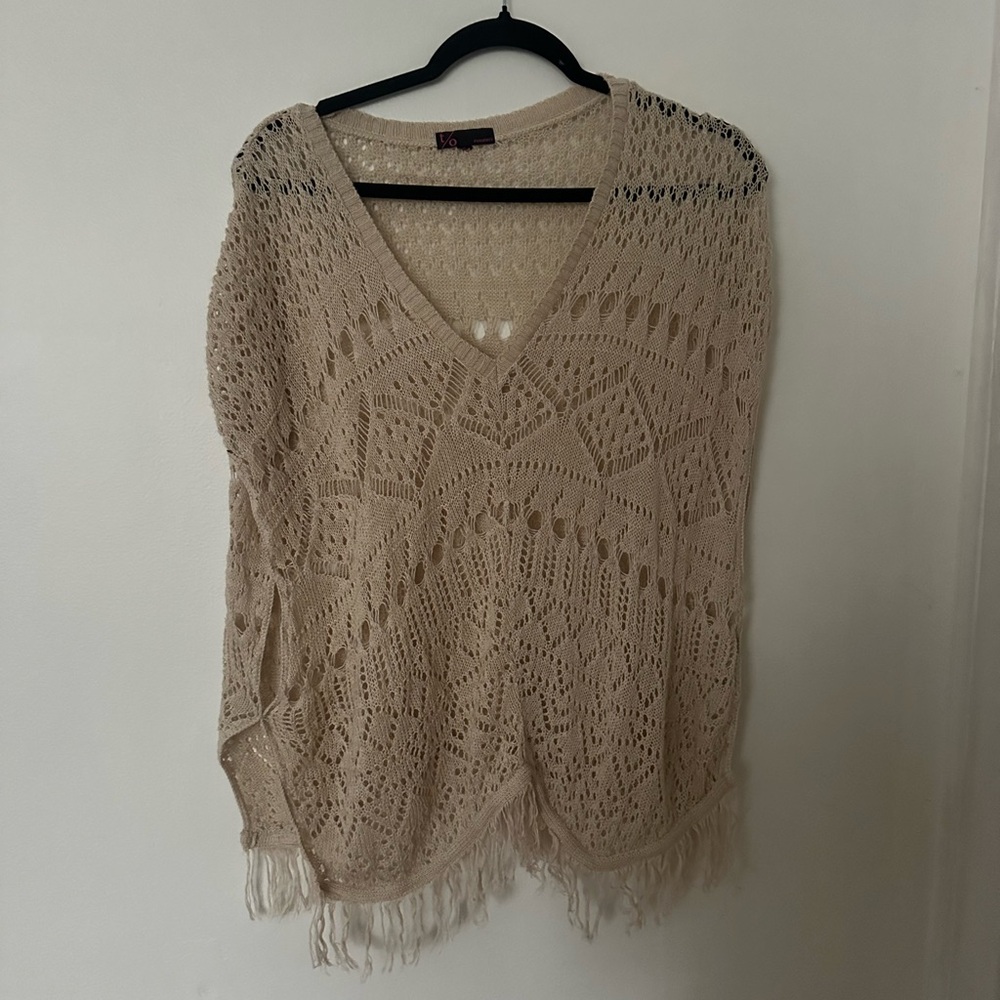 Beige Knit Women's Ponch Style Tank